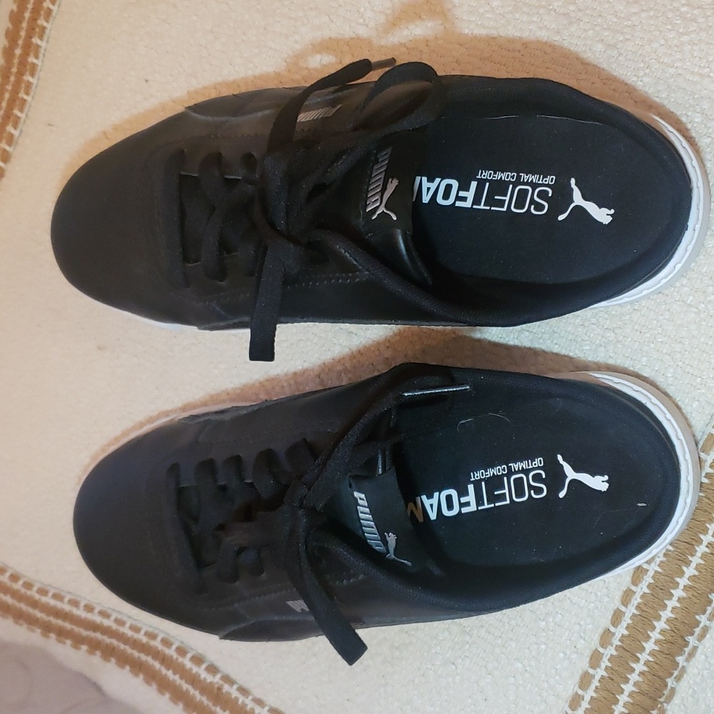 Puma Leather Black & White Mules Size 6.5